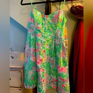 Lilly Pulitzer spaghetti strap flamingo sundress- size 8